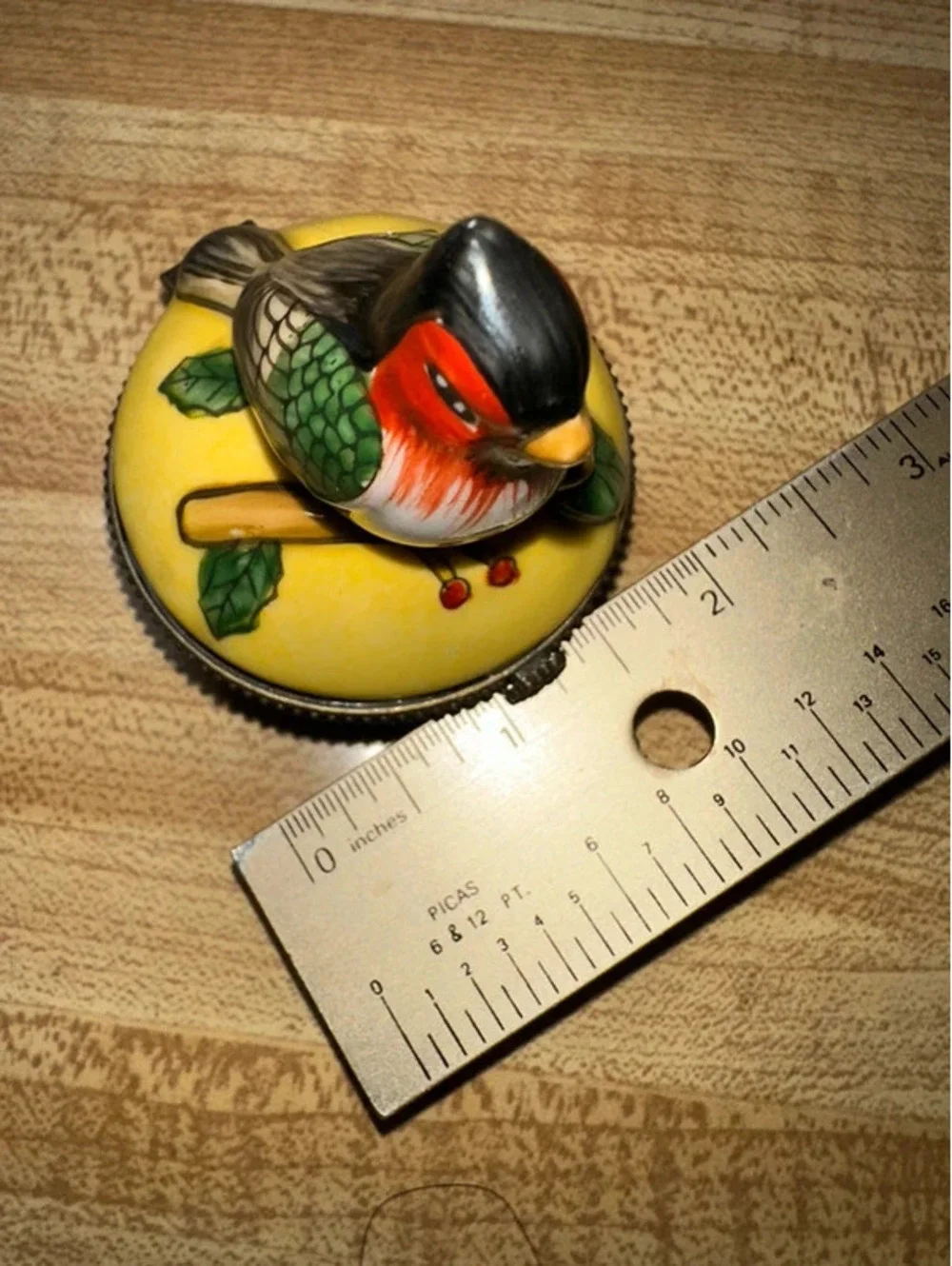 Vintage Porcelain Bird Hinged Trinket Jewelry Box